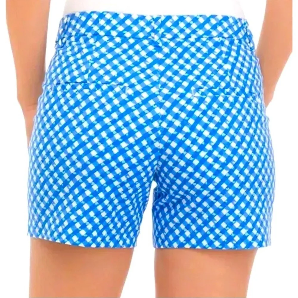 Lilly Pulitzer Gretchen High Rise Short Boca Blue Double Checking Sz 4 NEW